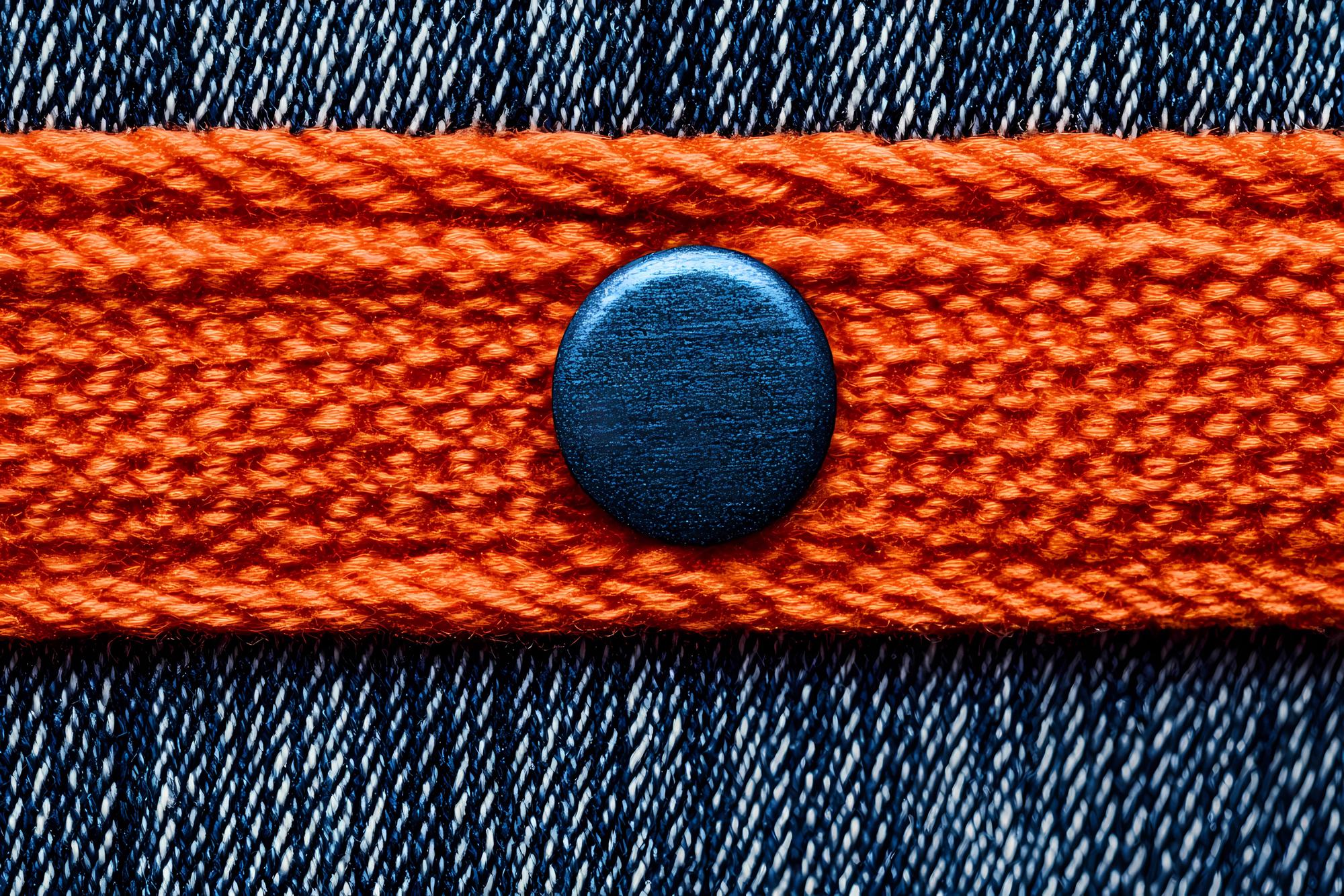 close-up of embroidered badge on fabric
